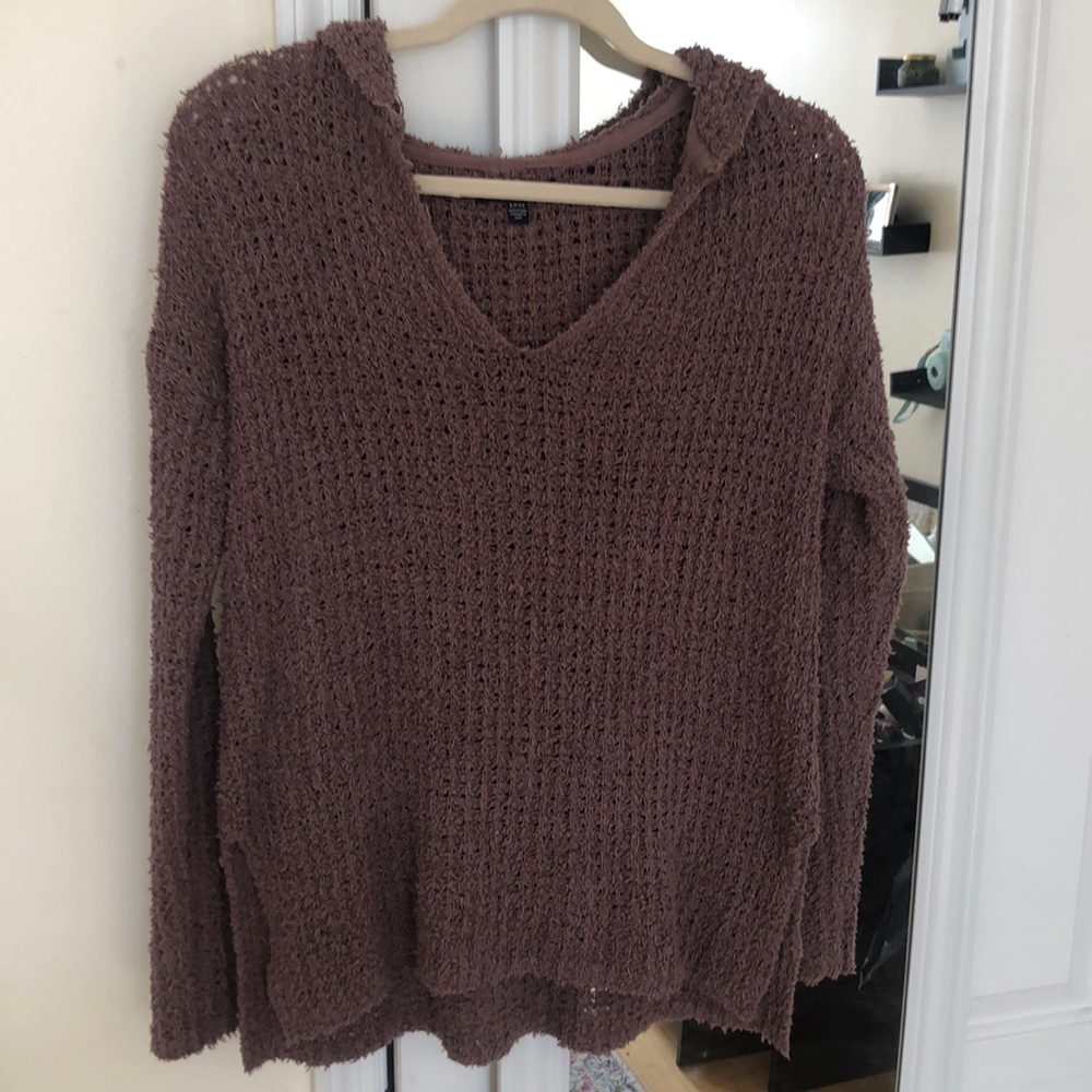 Knit pullover hoodie